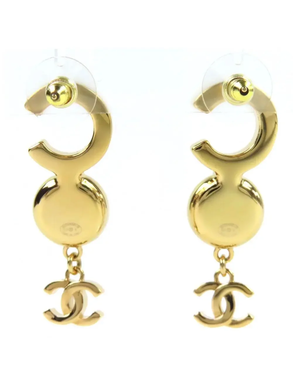 Chanel Cc Logo Earrings Gold-Tone Metal #250100C11B